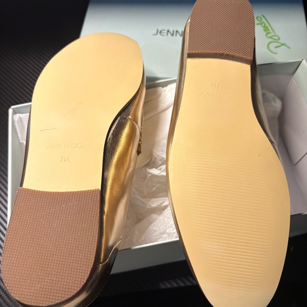 JENN ARDOR Metallic Gold Women's Penny Loafers Slip On Flats Loafers Size 7M - Picture 4 of 4